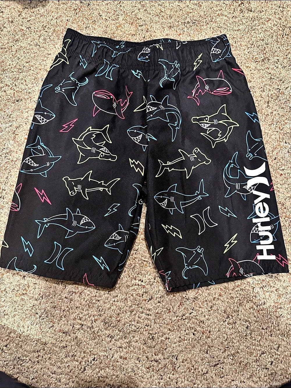 Hurley Boys' Dizzy Shark Pull On Swim Shorts Black